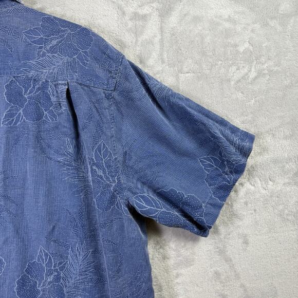 Tommy Bahama Silk Hawaiian Shirt Men's Large Blue 100% Silk Vacation Resortwear - Picture 13 of 15